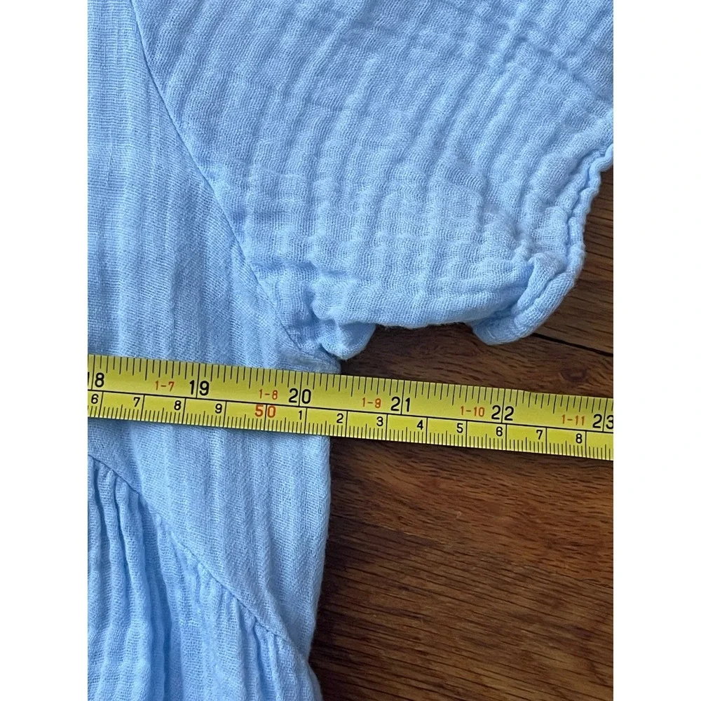 9seed El Matador Cotton Gauze Mini Dress Light Blue M/L NEW Resortwear Ruffle‎